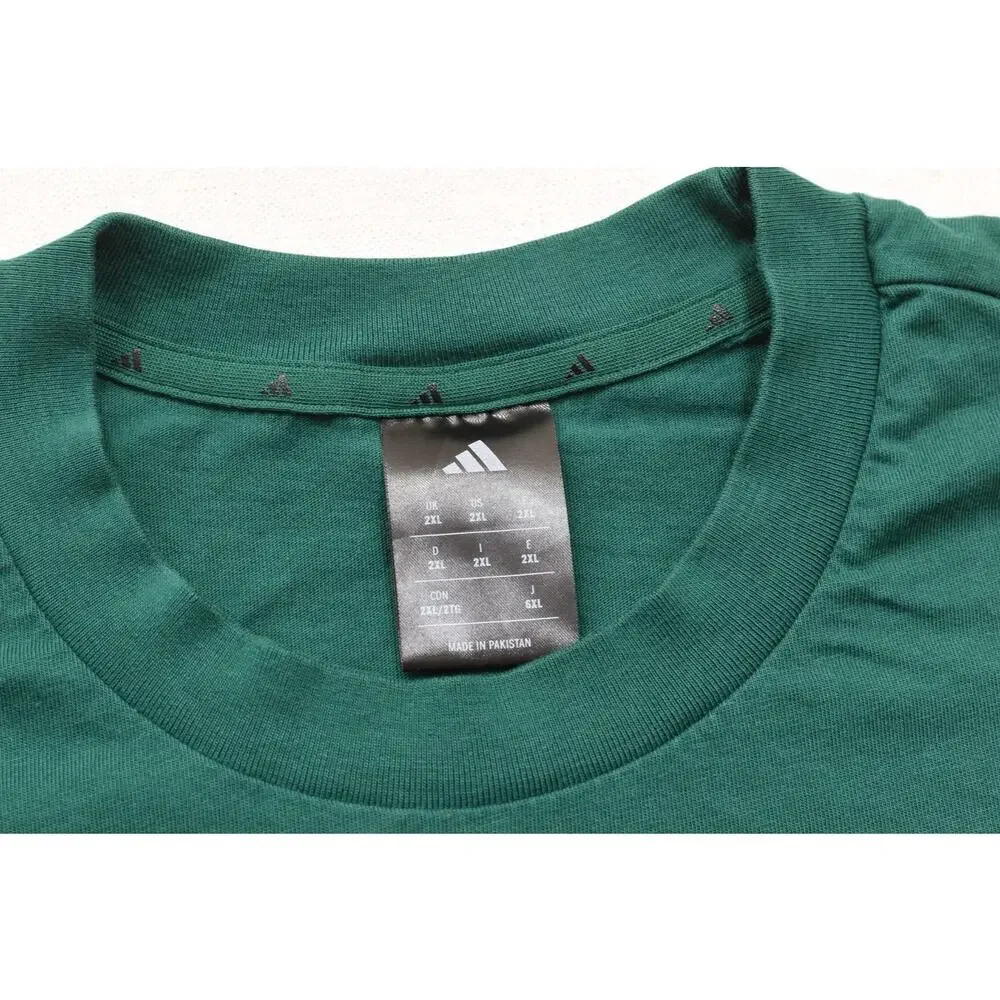 Adidas Men's 2XL Short Sleeve Tee Green Embroidered Center Logo Cotton Crew Neck